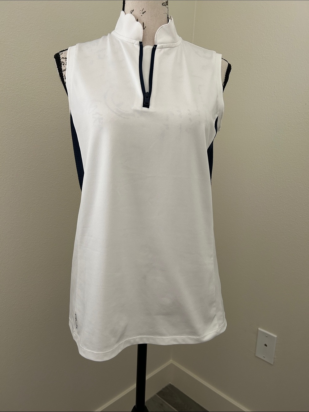 RLX Ralph Lauren White 1/4 Zip-Front Sport Tank Top